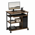 Computerschreibtisch mit Rollen Braun Schwarz aus MDF und Stahl 80 x 50 x 75 cm