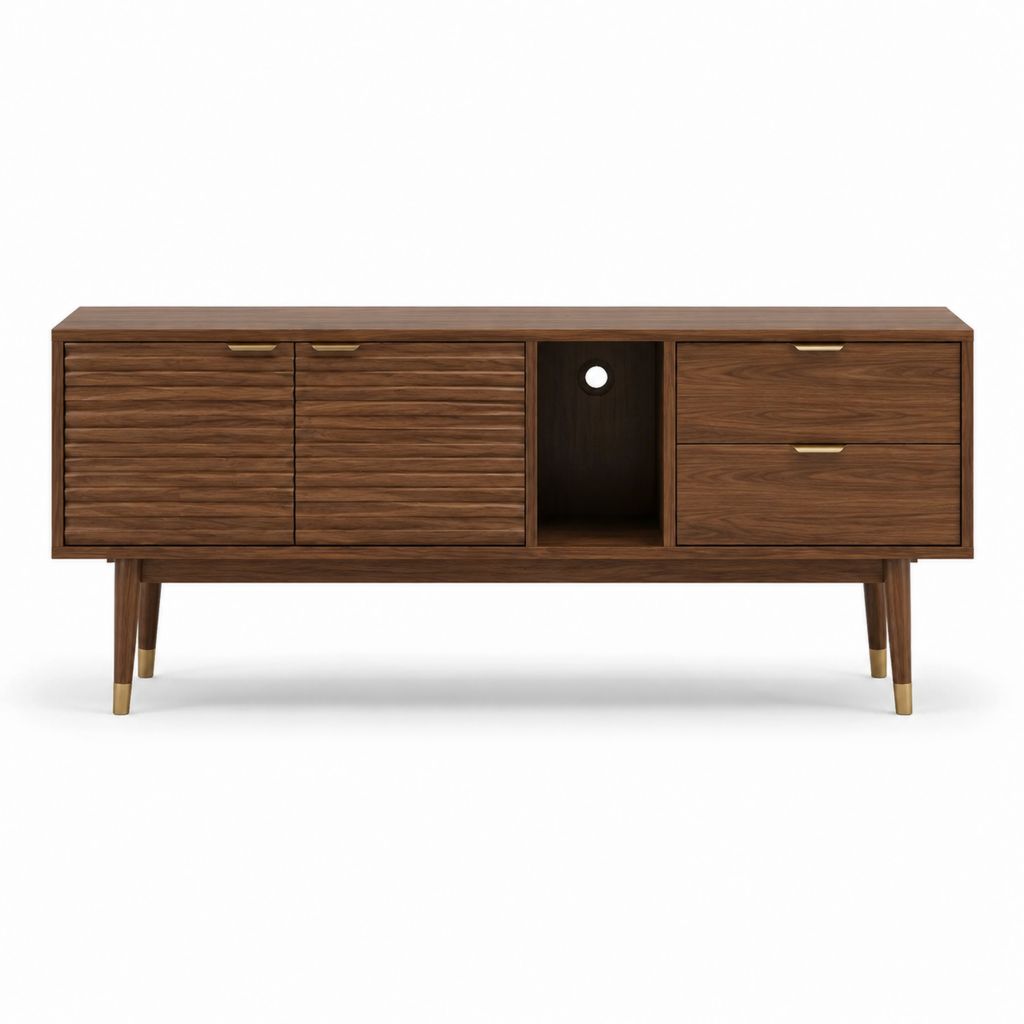 TV-Lowboard Nussbaum Massivholz rechteckig 180 x 45 x 75 cm