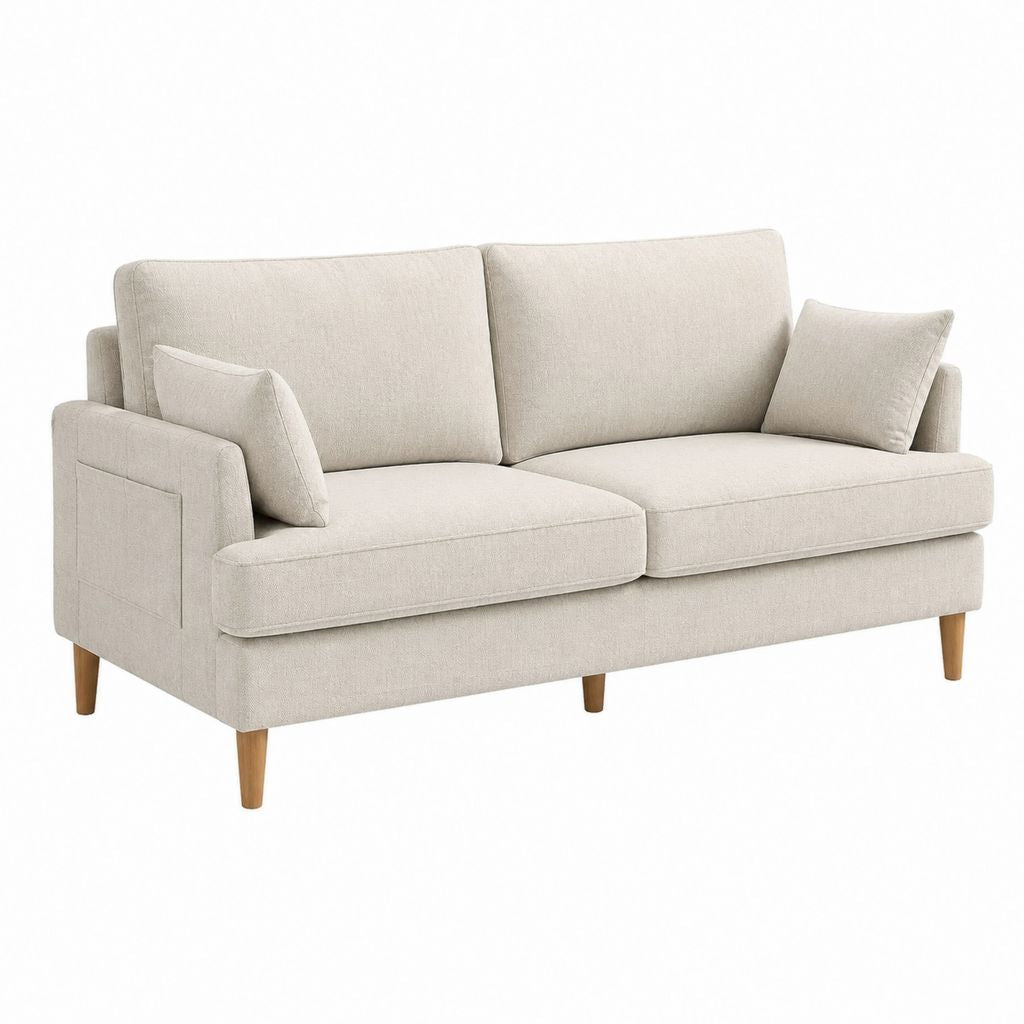 2-Sitzer Sofa Beige Polyester Rechteckig 160 x 85 x 85 cm