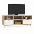 TV-Lowboard Eiche Weiß aus Spanplatte und MDF rechteckig 160 x 40 x 60 cm