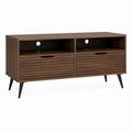 TV Lowboard Walnussfarben aus Holzwerkstoff 120 x 40 x 60 cm mit 2 Schubladen und 2 offenen Fächern