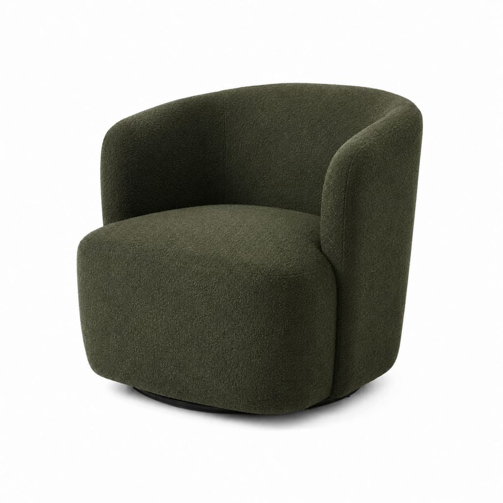 Cocktailsessel dunkelgrün Polyester-Bouclé rund 75 x 78 x 74 cm