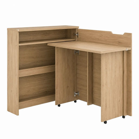 Klappschreibtisch in Eichenoptik aus Spanplatte mit Stauraum 100 x 50 x 120 cm