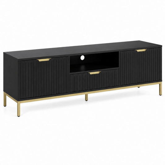 TV-Lowboard Fernsehtisch Schwarz Spanplatte Rechteckig 160 x 40 x 55 cm