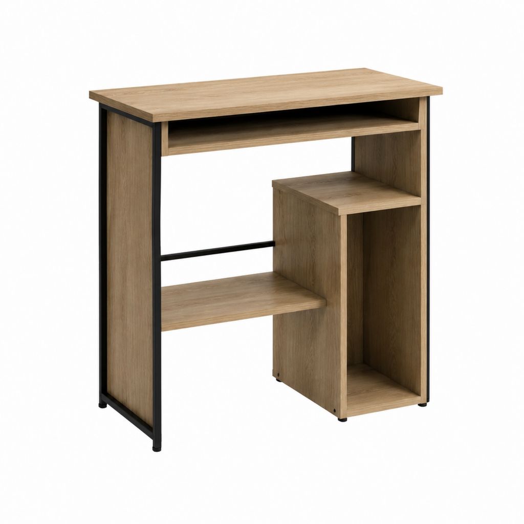 Schreibtisch in Eichenoptik mit Regal Spanplatte und Stahl 100 x 50 x 75 cm