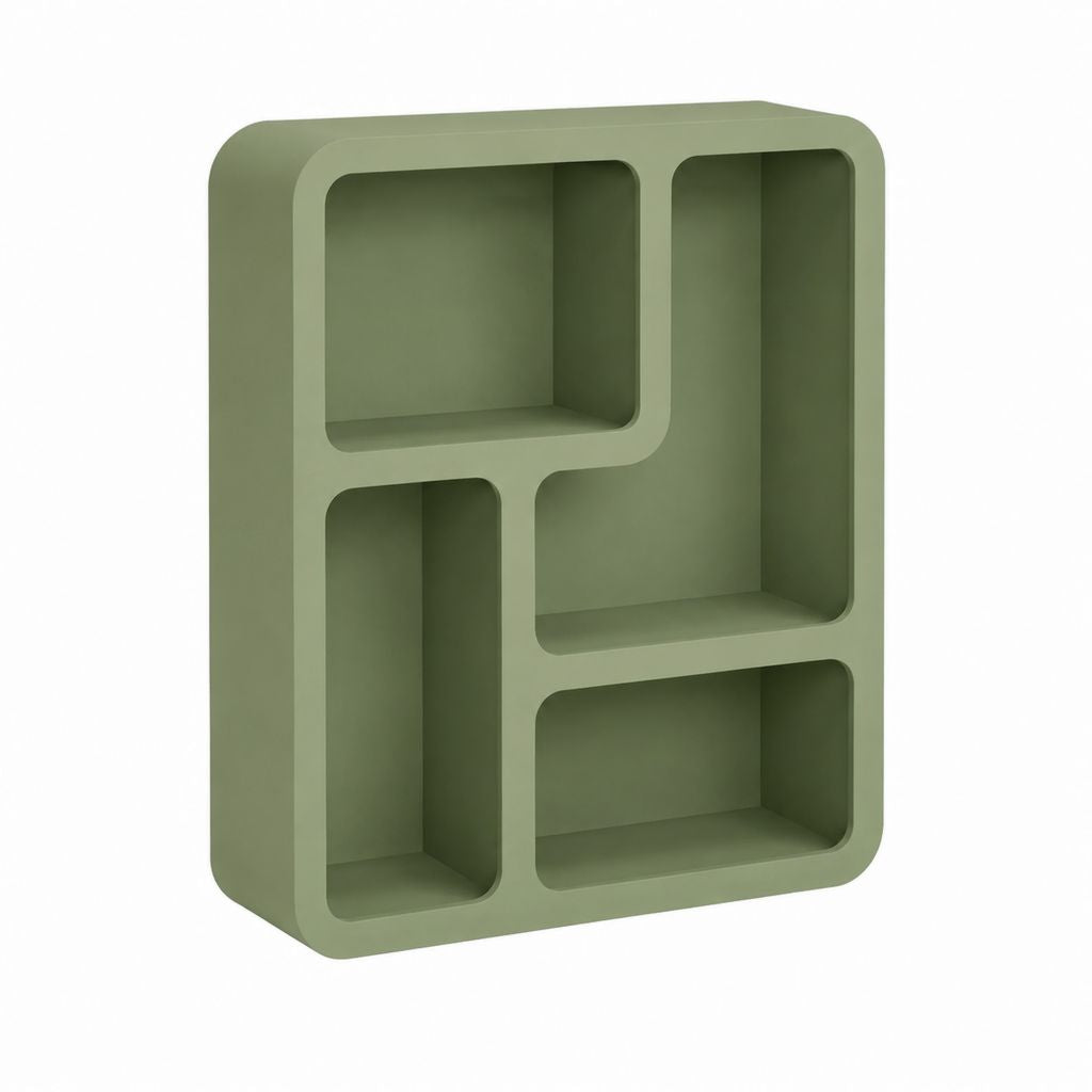 Bücherregal Bodenregal Olivgrün MDF Rechteckig mit 4 Fächern 60 x 30 x 80 cm