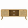 TV-Lowboard Eiche Massivholz Rattan Rechteckig 160 x 40 x 60 cm