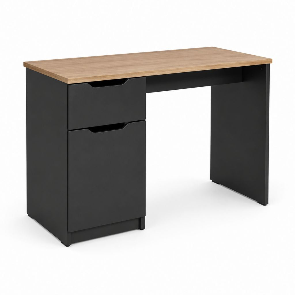 Schreibtisch mit Schubladen Schwarz Eicheoptik Spanplatte rechteckig 120 x 60 x 75 cm