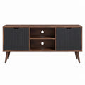 TV Lowboard Walnussbraun Schwarz MDF rechteckig mit 2 Türen und 2 offenen Fächern 140 x 40 x 60 cm