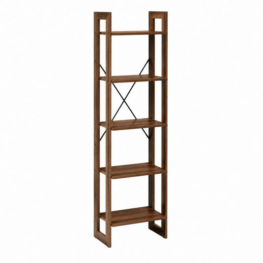 Standregal Braun aus massivem Kiefernholz mit 5 Ablagen 60 x 30 x 180 cm