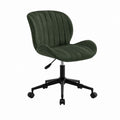 Bürostuhl Drehstuhl Dunkelgrün Samt Polyester mit Rollen 58 x 60 x 82-92 cm