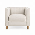 Sessel Creme Polyester Rechteckig mit Eichenholzbeinen 80 x 82 x 84 cm