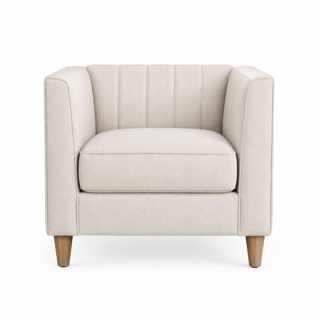 Sessel Creme Polyester Rechteckig mit Eichenholzbeinen 80 x 82 x 84 cm