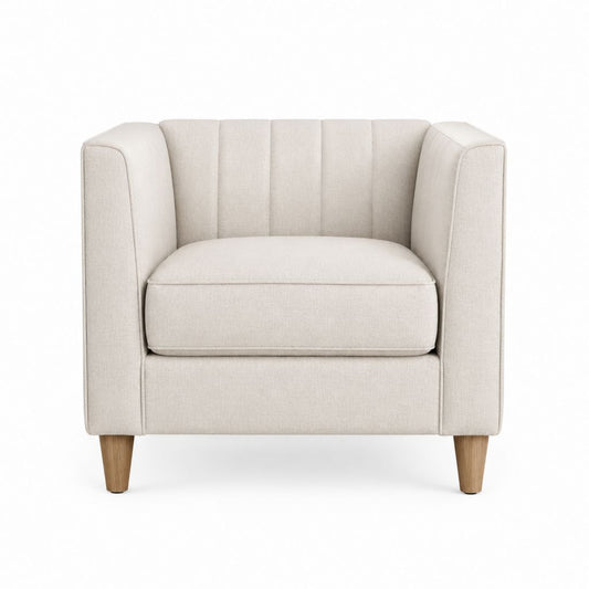Sessel Creme Polyester Rechteckig mit Eichenholzbeinen 80 x 82 x 84 cm