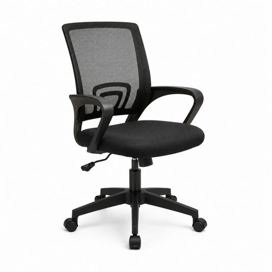 Bürostuhl Drehstuhl Schwarz Grau mit Polyester-Netzrückenlehne und Armlehnen 62 x 62 x 96-106 cm