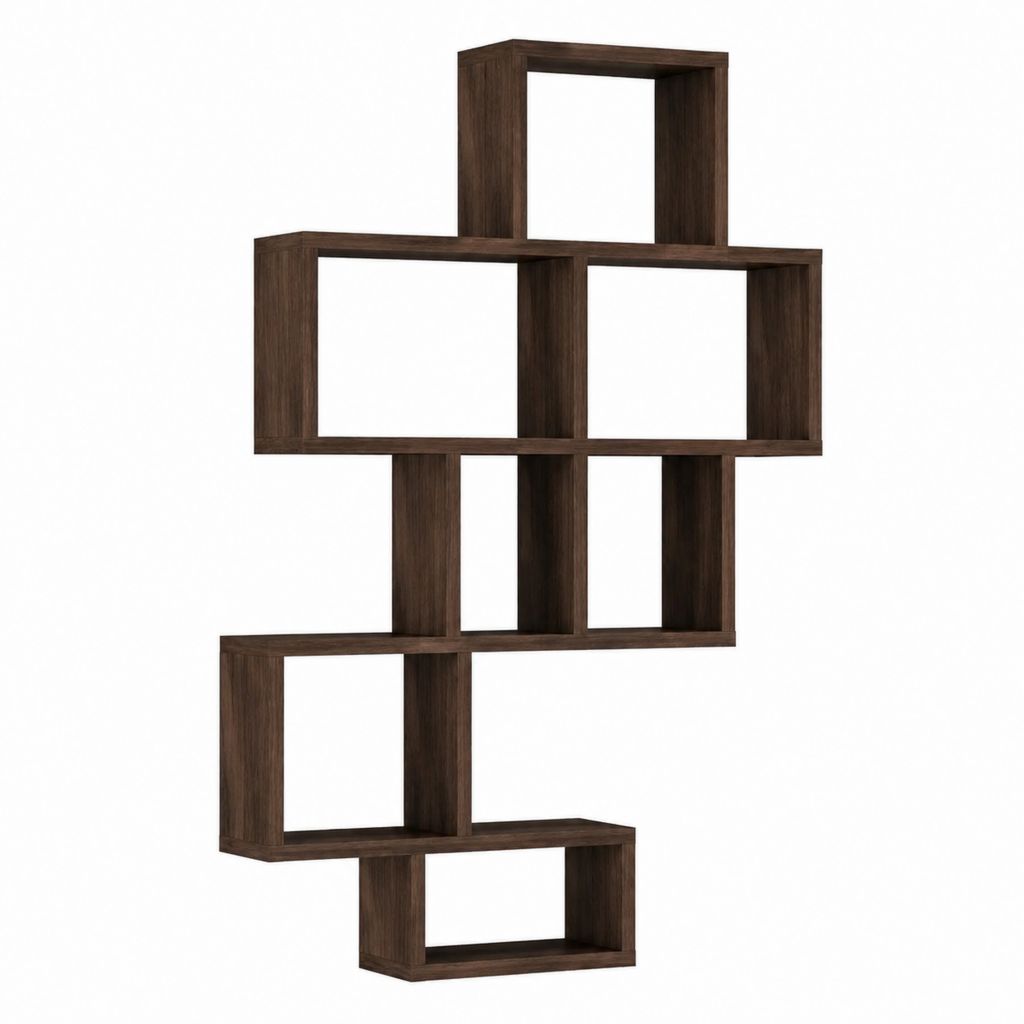 Bücherregal Raumteiler dunkelbraun Spanplatte asymmetrisch 80 x 24 x 180 cm